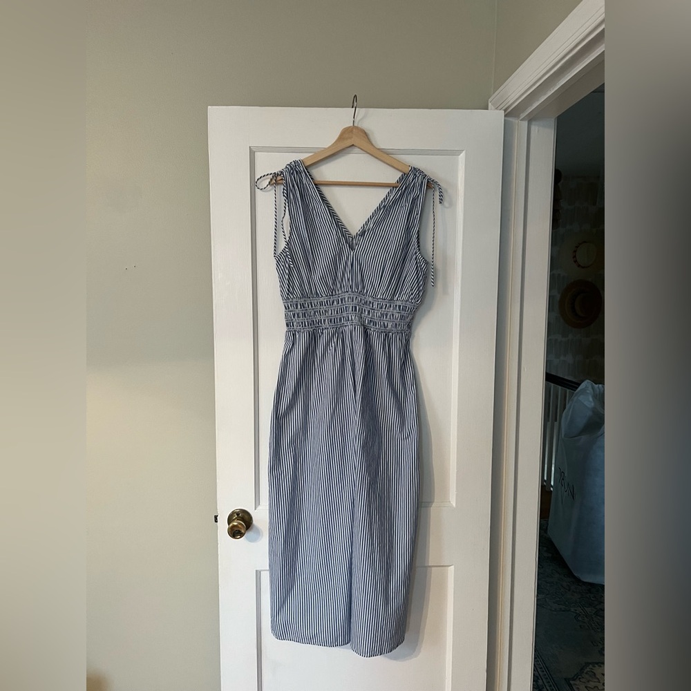 Old Navy Blue and White Striped Midi Dress
